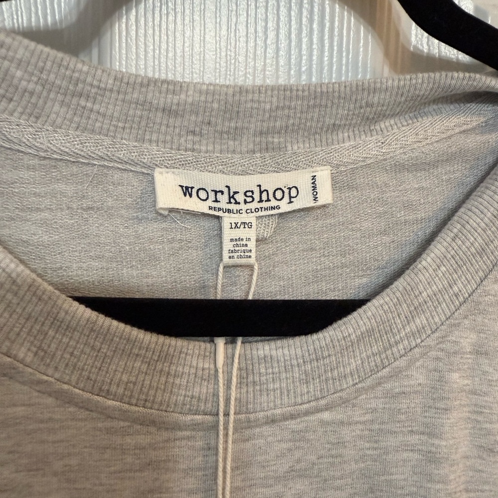 Workshop Republic Clothing Gray Long Sleeve Top Sz 1X NWT - Picture 2 of 6